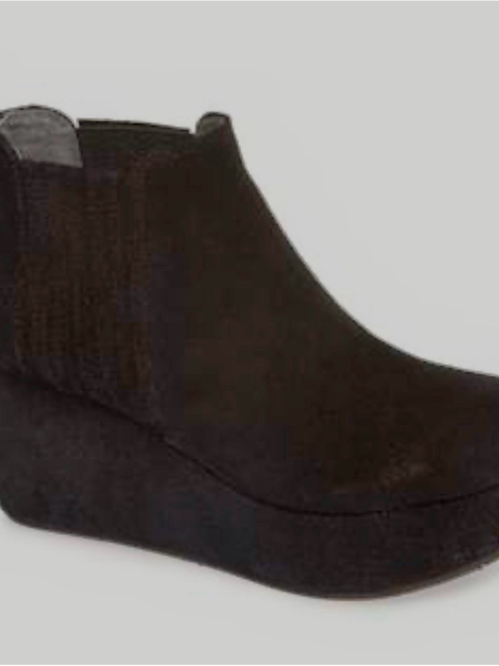 Chocolat Blu Black Suede Wedge Boot